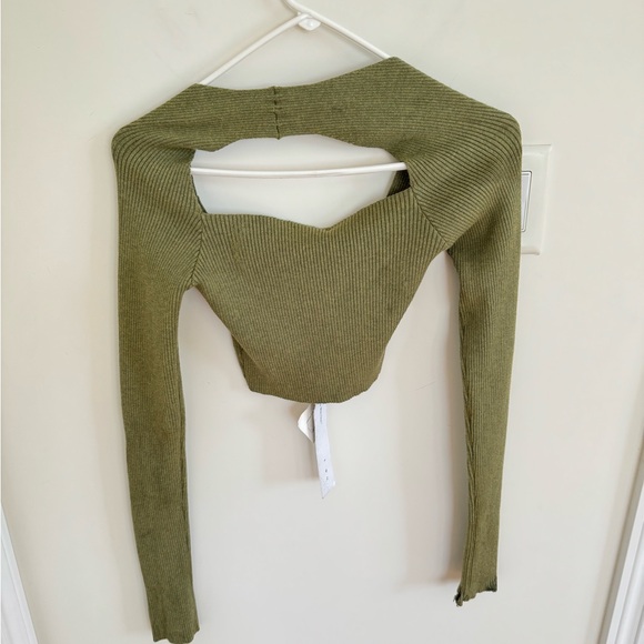 There Was One Knit Cropped Top Green Long Sleeve - Picture 9 of 11